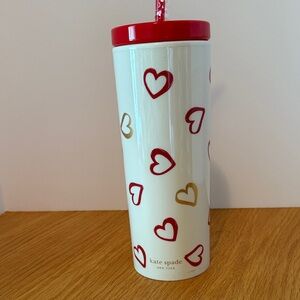Kate Spade Heart Pattern Tumbler with Red Lid